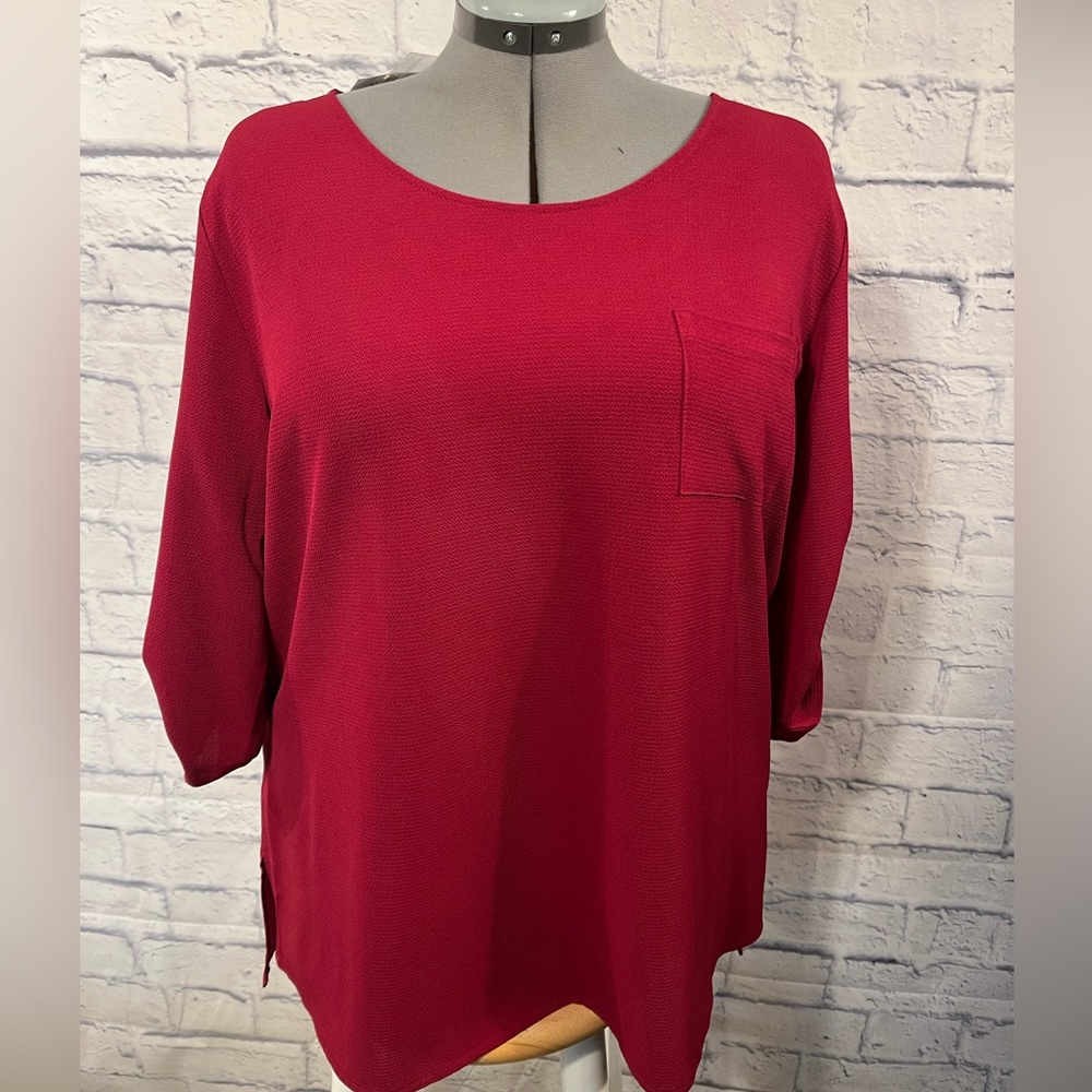 Dark Red 2X top Sweet Lindsey Crepe